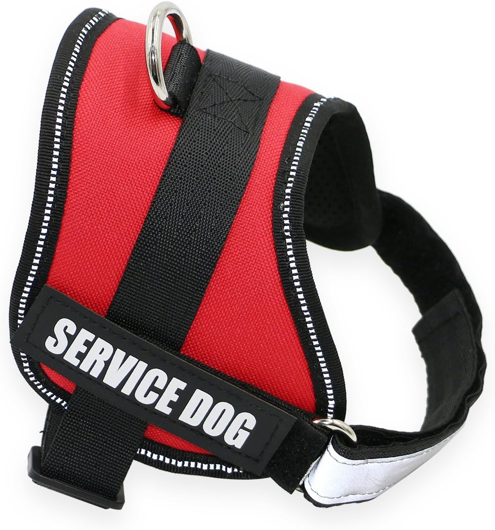 Faylife Servicce Dog Vest Harness - Adjustable Nylon with SERVICE DOG Do Not Pet Reflective Patches for Large Medium Small Dogs