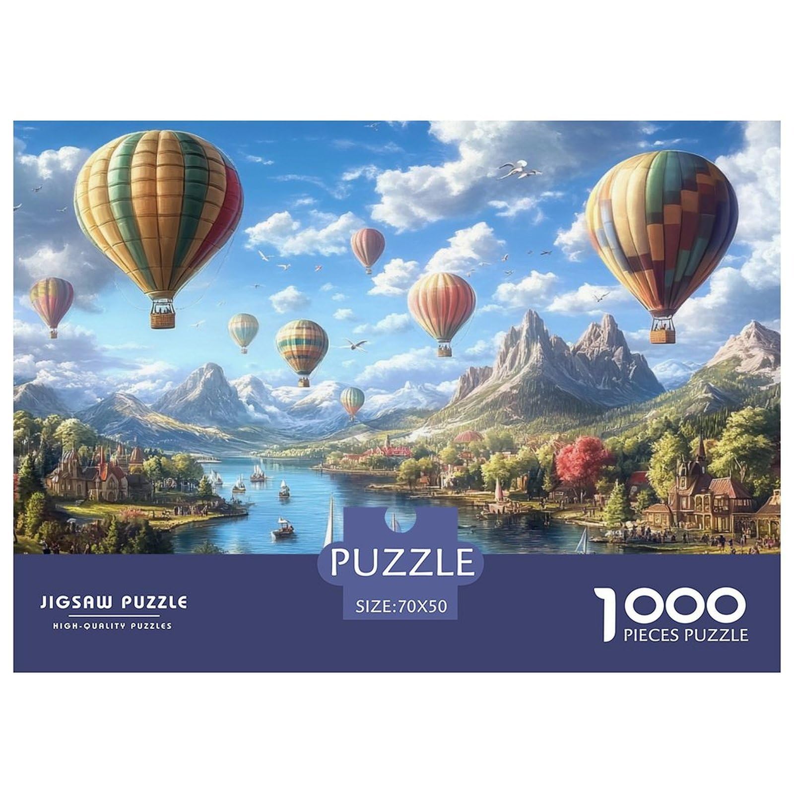 Puzzle Hot Air Balloon 1000 Piece Challenge Toy for Adults,Flying Adventure Impossible Jigsaw Puzzles 1000 Piece Educational Game Home Decoration 70x50cm/1000pcs — image 1