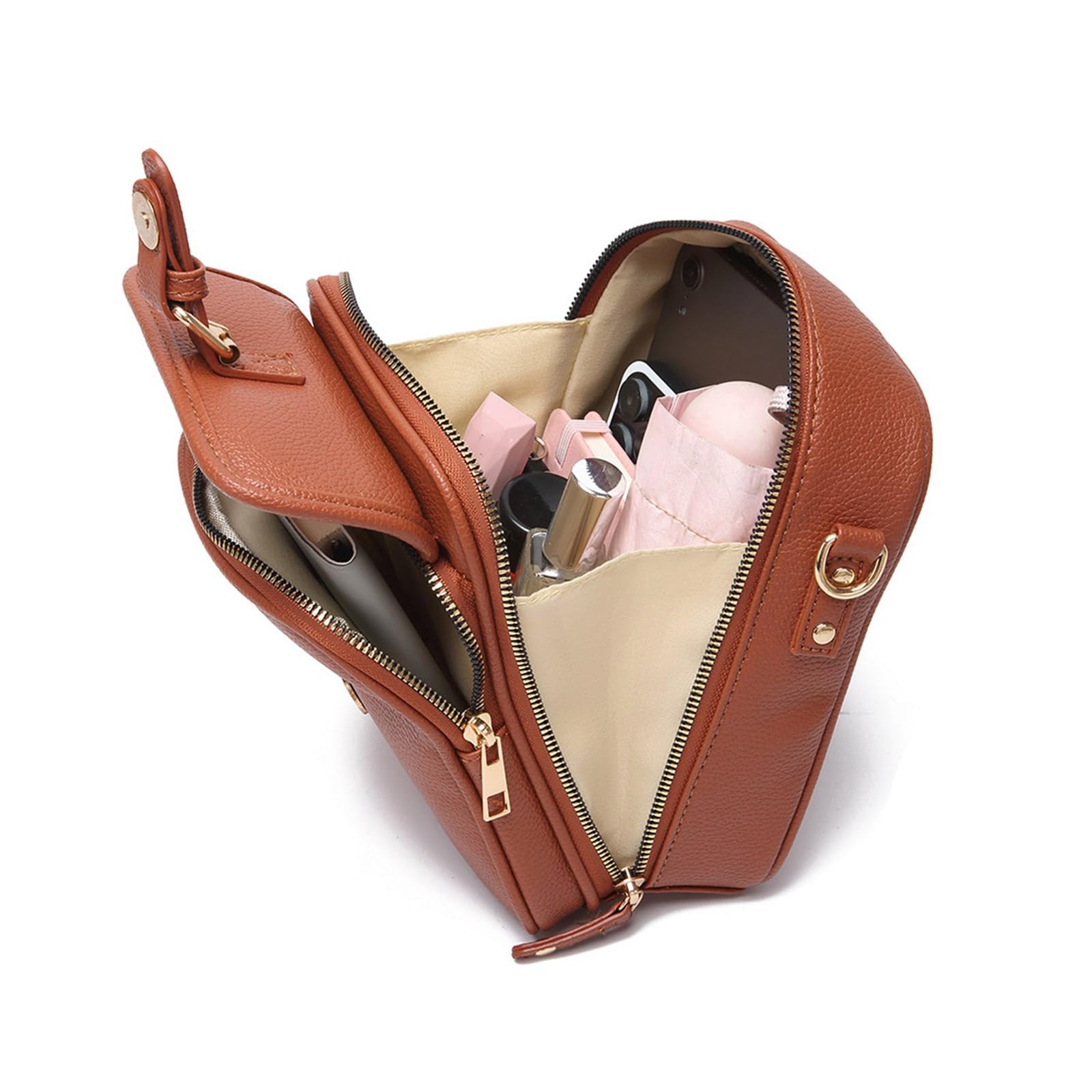 Borsa a tracolla con tracolla regolabile Porta carte Portafoglio Borsa per telefono in pelle PU Borsa per donna Borsa a tracolla antifurto essenziale da viaggio