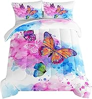 Vista 25 de HOSIMA Juego de ropa de cama para niñas con temática de caballos, juego de edredón estampado de flores de cerezo rosa con 2 fundas de almohada