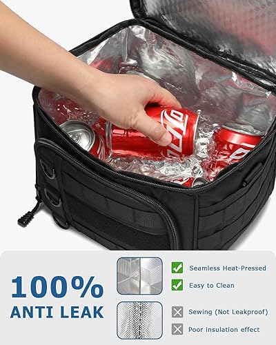 Miniatura 6 de RalChyez Lonchera táctica para hombres, bolsa de almuerzo grande aislada expandible, enfriador de doble cubierta, a prueba de fugas, impermeable,