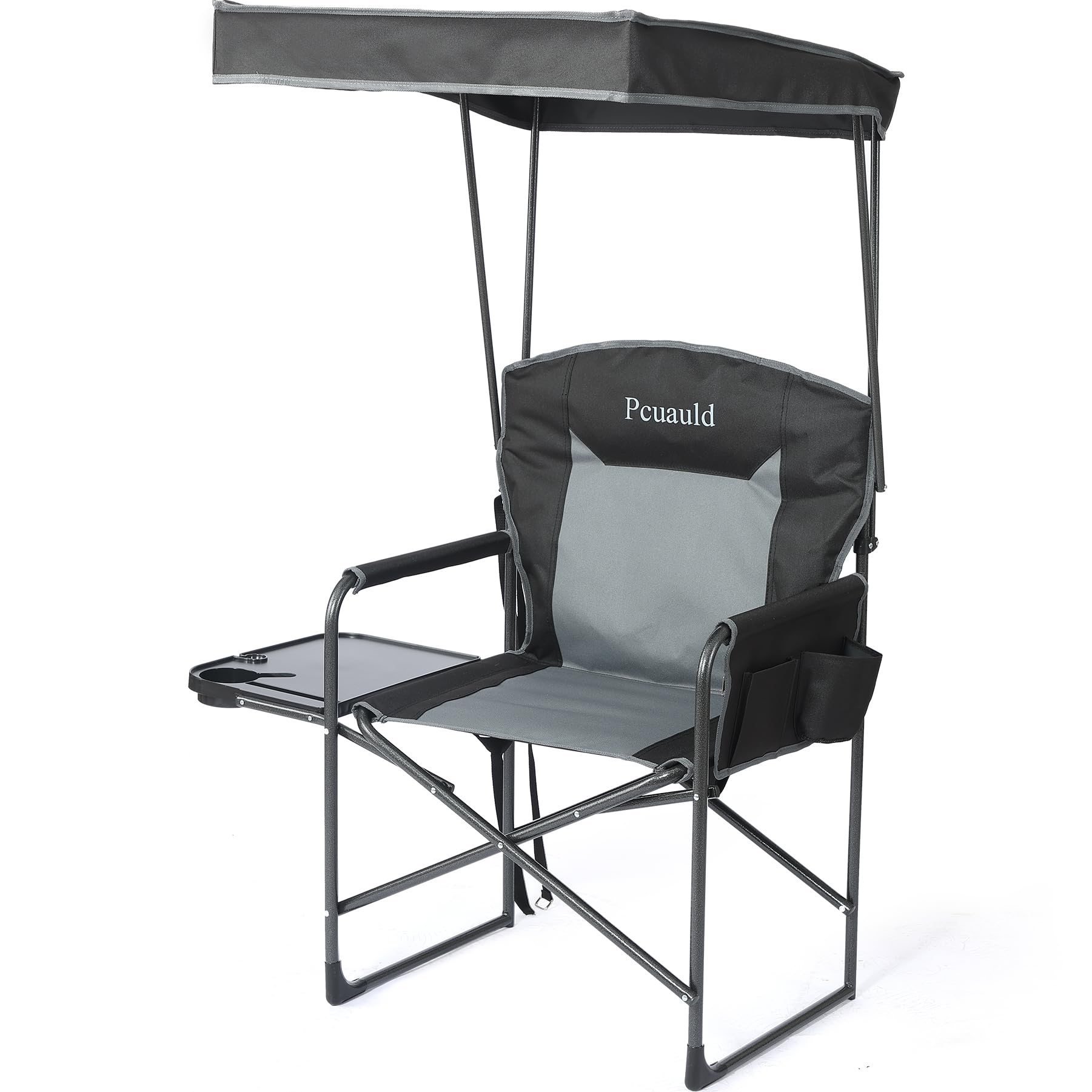 Oversized Camping Chairs with Canopy Foldable Directors Chair with Side Table &amp; Pockets Portable Adults Heavy Duty Outdoor Folding Chairs for Lawn, Beach, Picnic, Sports and Fishing, Supports 500lbs
