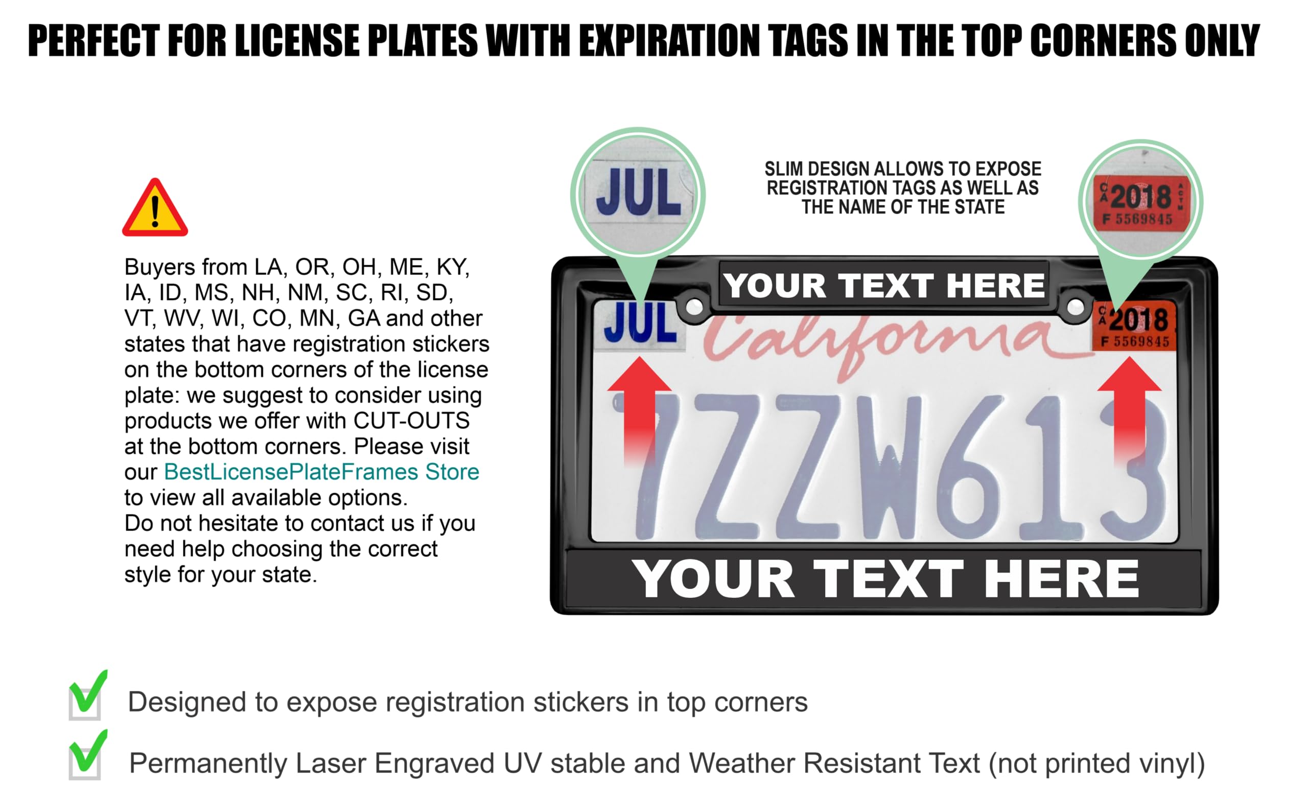 Custom Personalized Heavy Duty Chrome Metal Car License Plate Frame with Free c - Picture 10 of 132