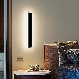 Mikeru 40CM Wall Lights, 18W Contemporary Outdoor Wall Lighting 3000K Warm White Black Outside Lights with Mains Power Hard-Wired Front Door Lights for Hallway, Balcony