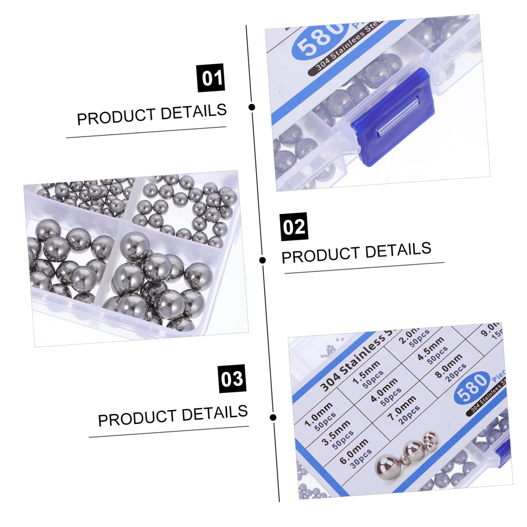 FUNOMOCYA Stainless Steel Ball Set 580pcs Precision Bearing Balls Industrial Grade for Applications