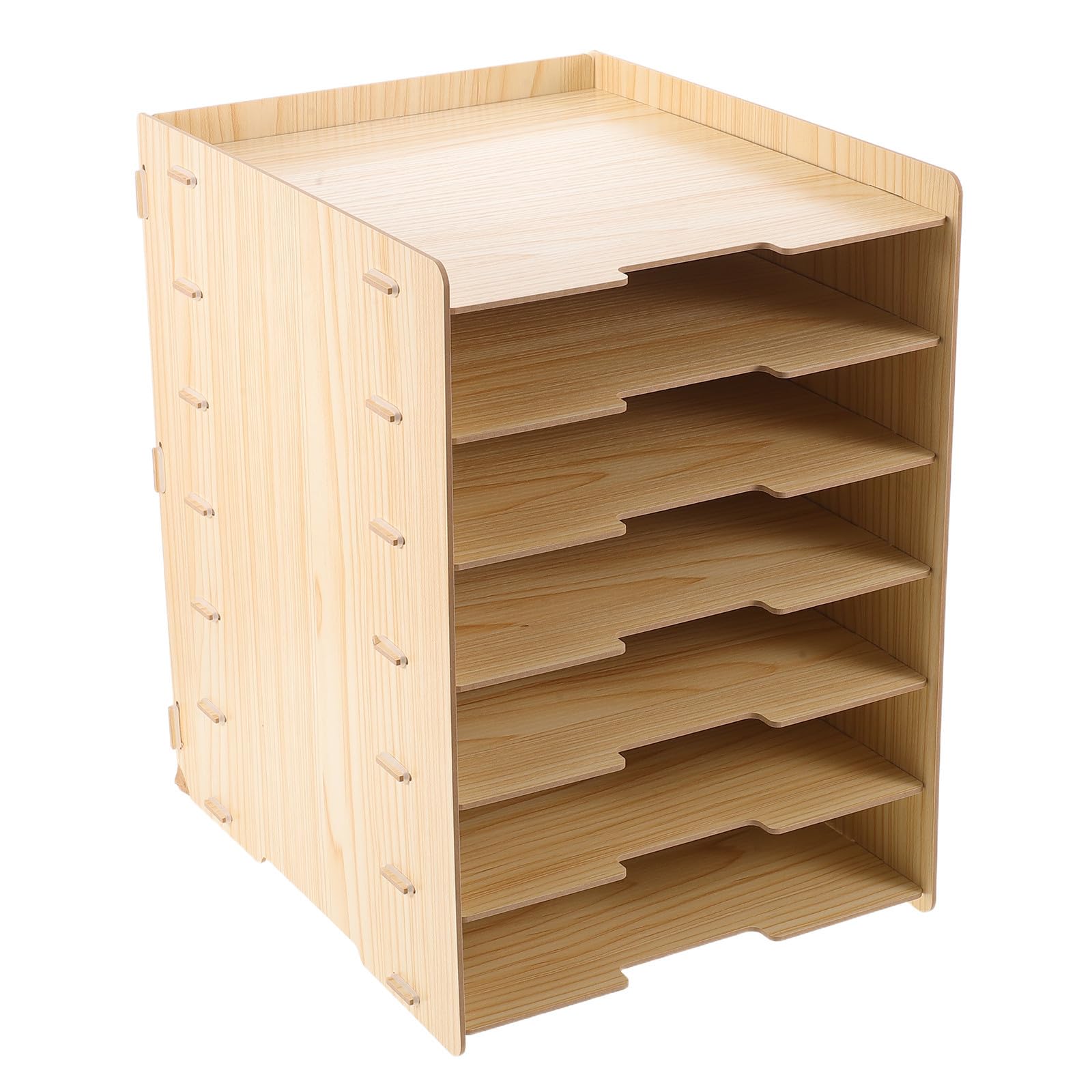 SHINEOFI Portadocumenti con Design Naturale Impilabile in Legno a 7 Livelli Versatile per Organizzare Documenti e Materiali D'ufficio per Scrivanie e Tavoli