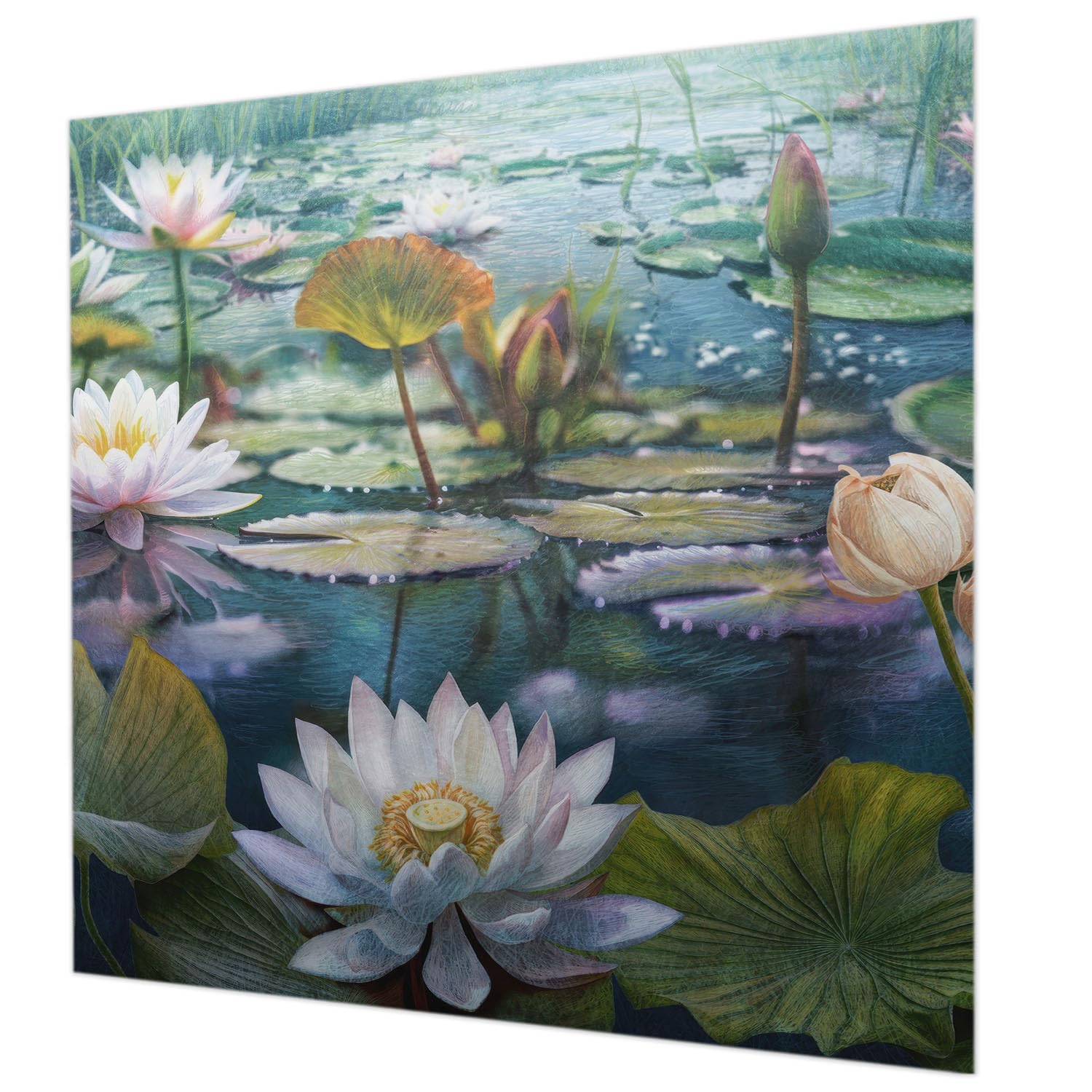 Papier peint intissé fleurs d'étang impression haute qualité 250cm