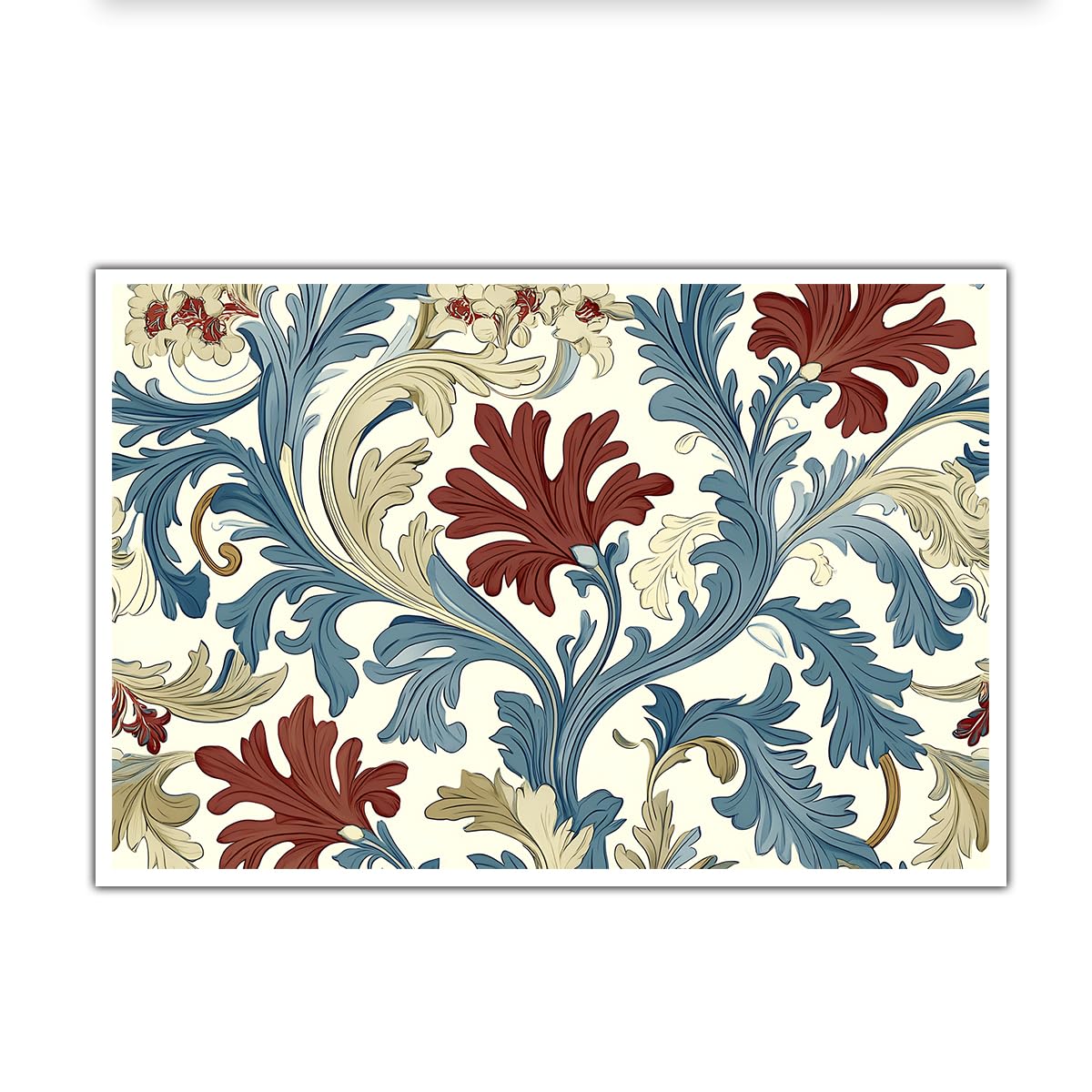 Morris Niebieski Vintage Duży Kwiatowy Obraz Do Salonu 80 x 120 cm