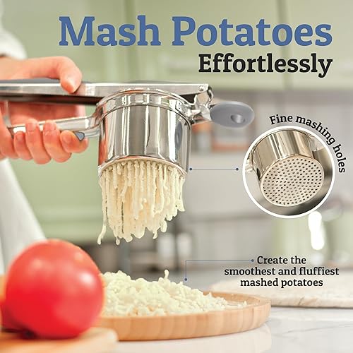 Miniatura 2 de PriorityChef - Ricer de papas grande de 15 onzas, resistente de acero inoxidable, herramienta de cocina, prensa y triturador de papas, accesorio de