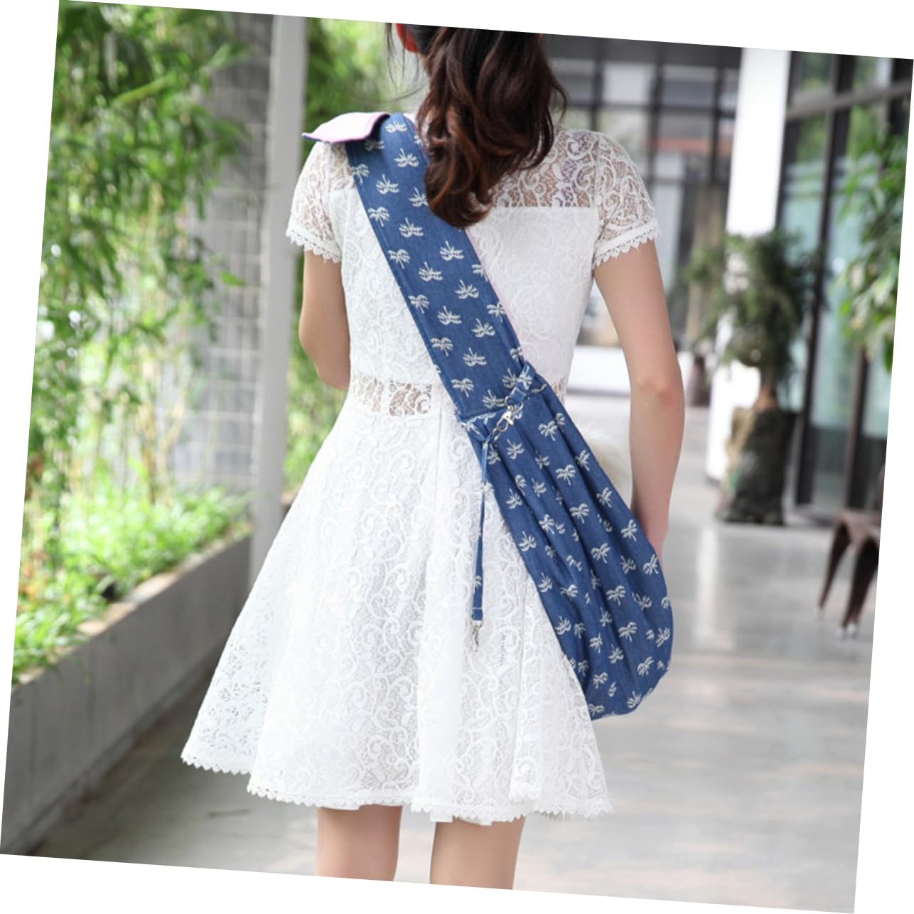 DECOMELODY Outdoor Pet Sling Carrier Backpack Breathable Dog Shoulder Bag with Coconut Tree Pattern Hands Design for Walking Hiking Shopping and