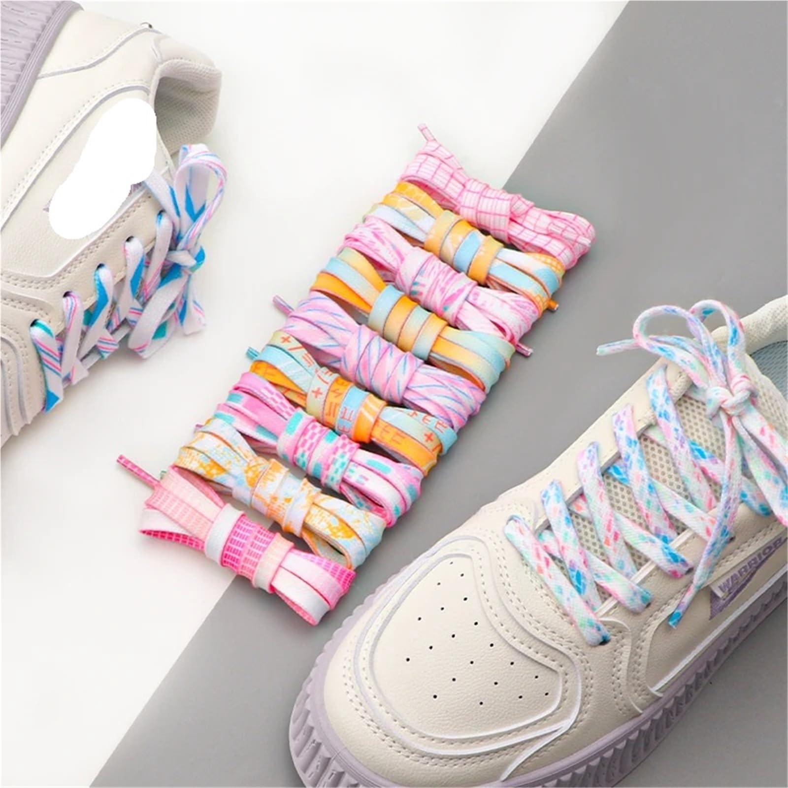 5 Paar flache Schnürsenkel for Turnschuhe, Regenbogen-Batik-Design, personalisierte Tennis Für Sneaker