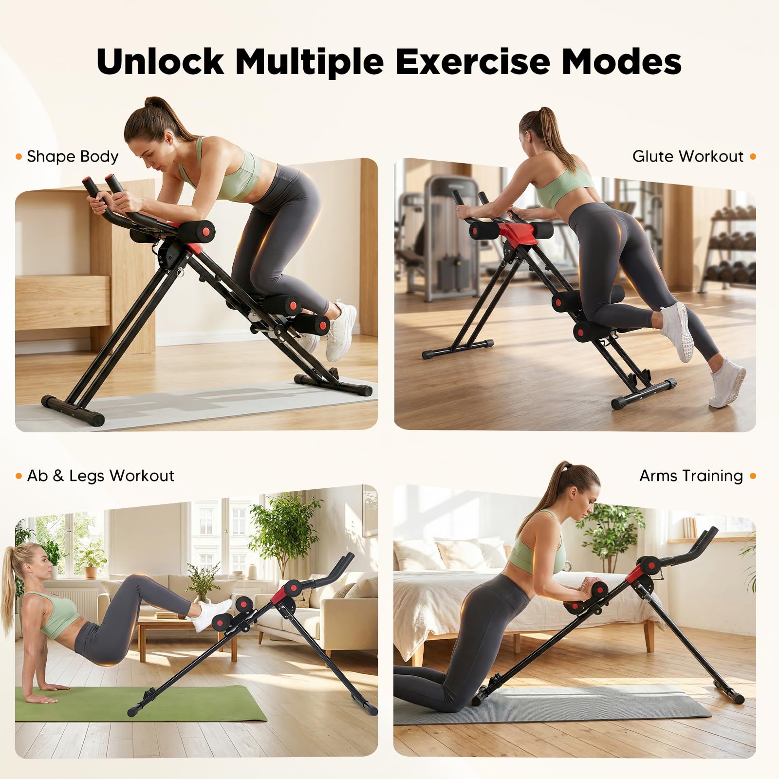 Macchina Addominale Pieghevole con 5 Livelli di Resistenza, Display LCD, Allenamento Corpo Completo Addominali Gambe Braccia, Pieghevole 47", Portata 120 kg Palestra Casa