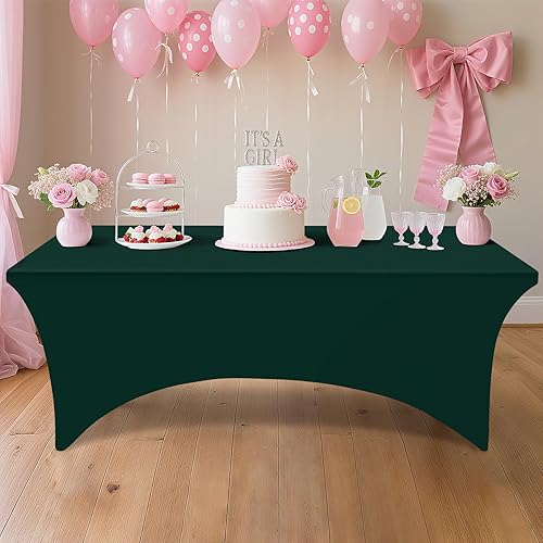 Miniatura 161 de Smiry Paquete de 2 manteles de elastano de 6 pies, elásticos ajustables, lavables y sin arrugas, rectangulares para mesa de patio, para exteriores,