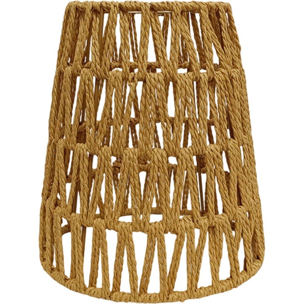 Fituenly Rattan Pendant Light Lampshade, Small Woven Cylinder Shade Replacement for Ceiling Fan Floor Lamp Chandelier Wall Sconce, Modern Wicker Cover