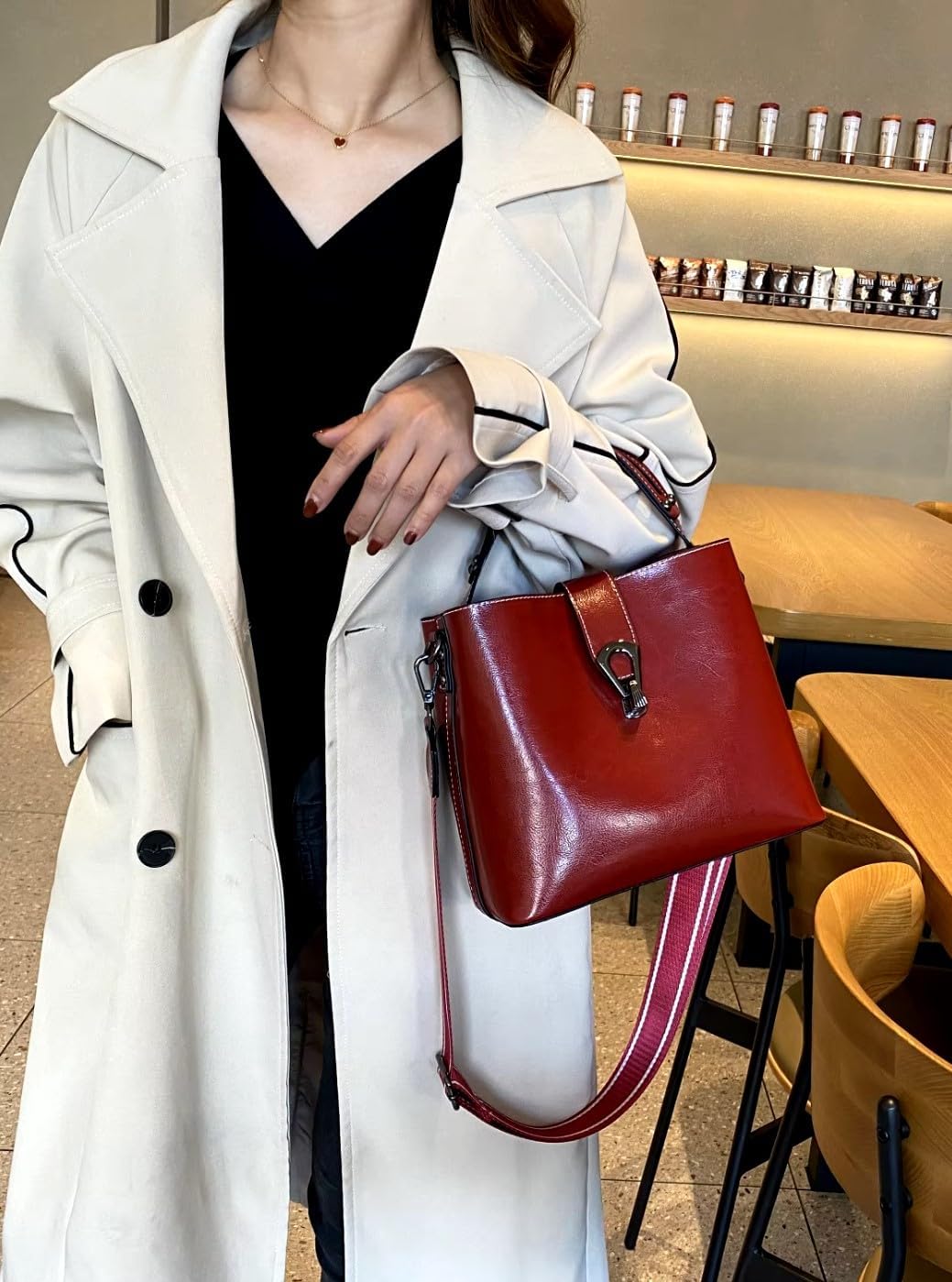 Women Genuine Real Leather Bucket Hobo Handbag, Vintage Fashion Top handle Satchel Crossbody Bag w/ 2 Straps