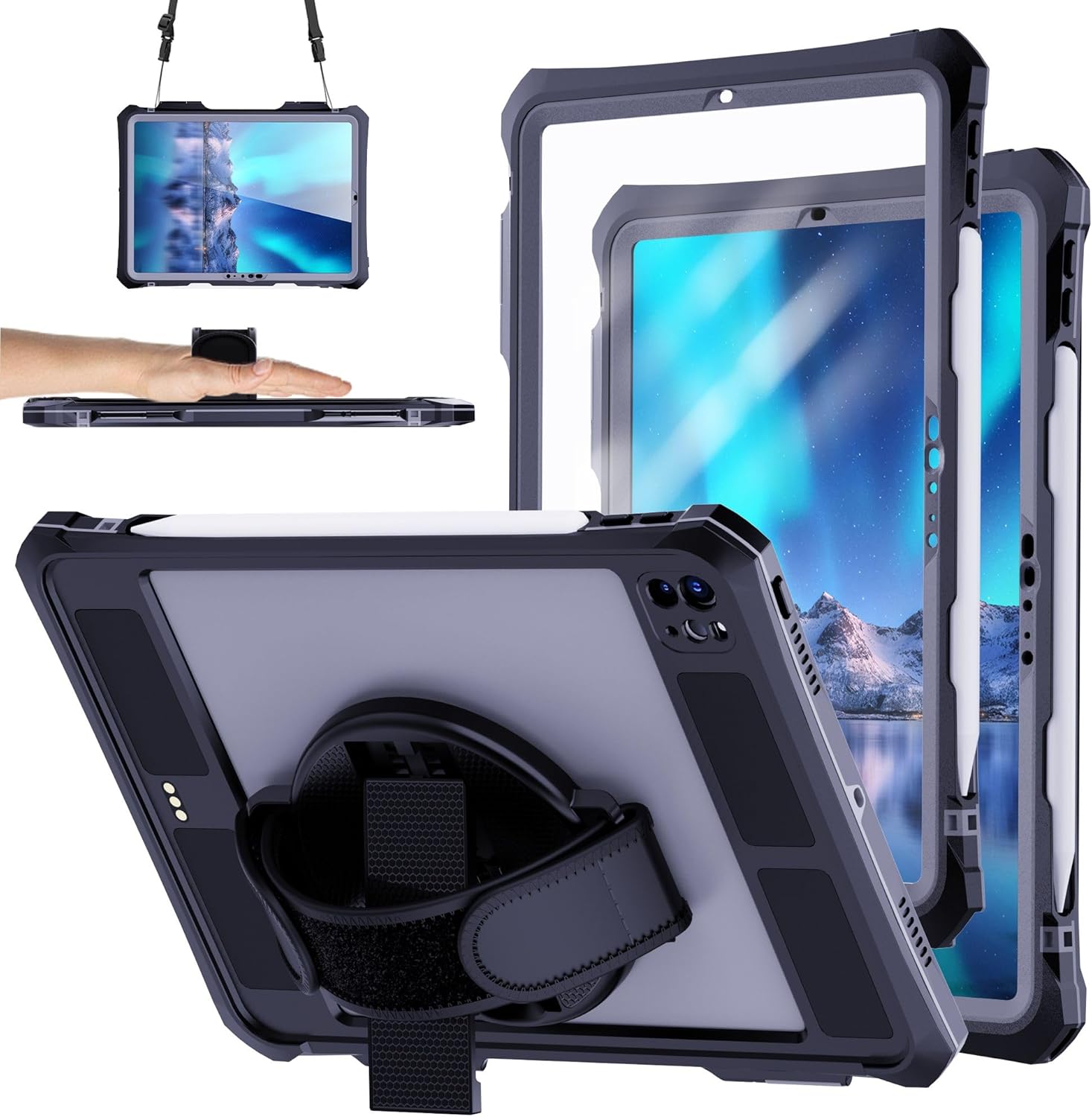 Ezanmull for iPad (A16) 11th Generation 2025 / 10th Generation 2022 Waterproof Case, [Built-in Screen Protector] [IP68 Waterproof] [Military Drop Proof] Heavy Duty Shockproof Protective Cover, Black