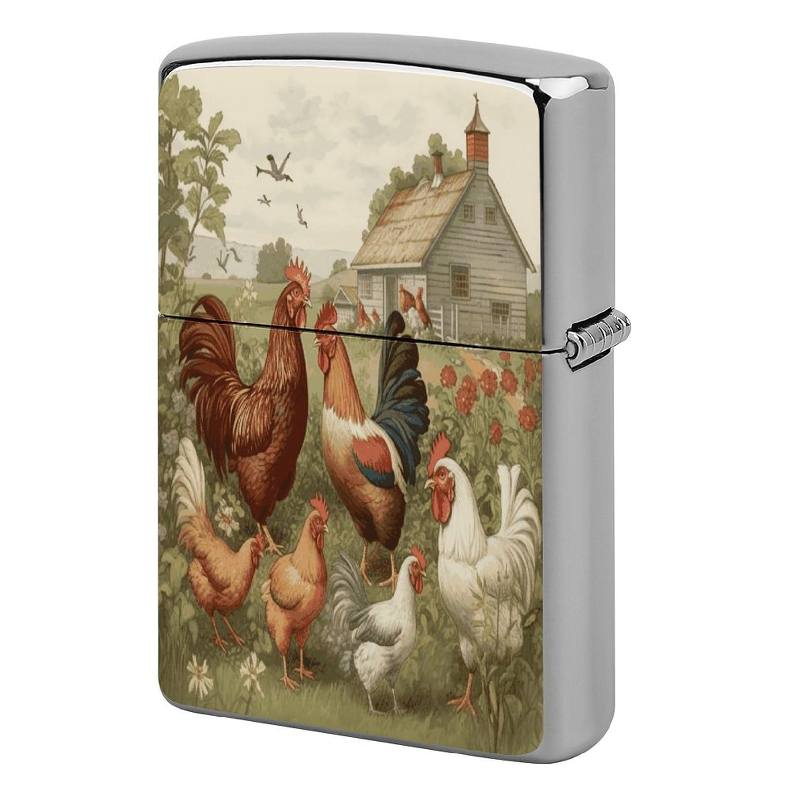 Btcowzrv Style Chickens And Farm Metal Lighter Case Sleeve Cover Holder