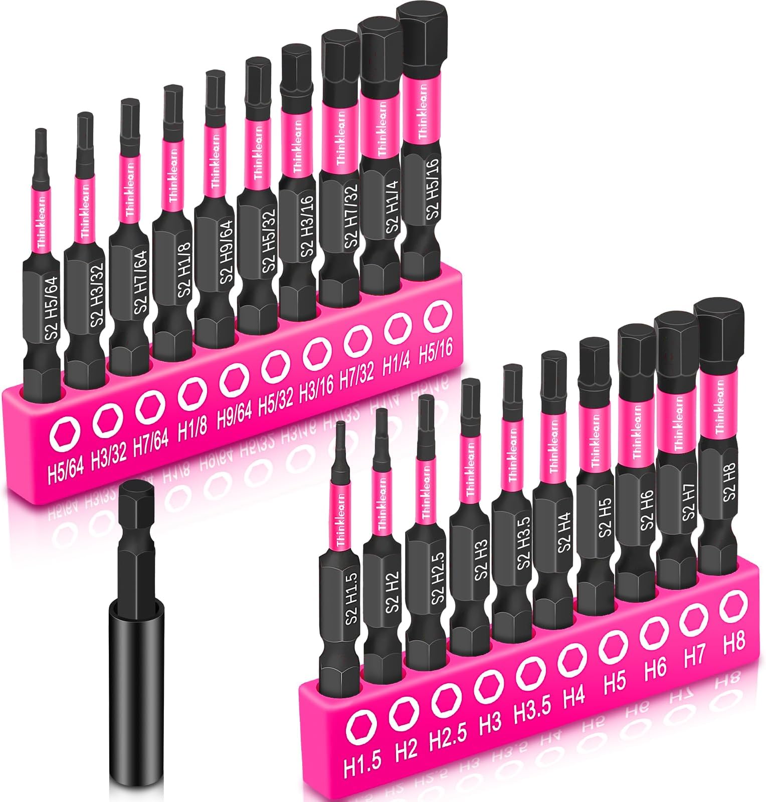 20PCS Hex Head Allen Wrench Drill Bit Set (Metric&SAE), 1/4โ Hex-Shank S2 Steel Drill Bits Sets with 2.3" Extension Bit Holder, Impact CNC Machined Tips with Magnetism, Perfect Home DIY-Gift for Women