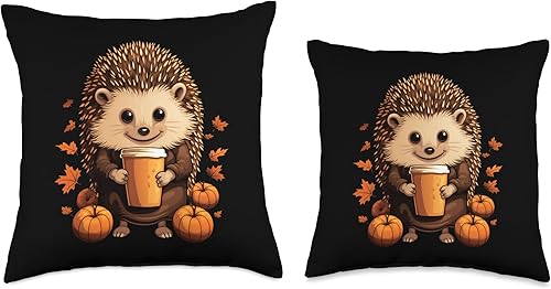 Miniatura 3 de Hedgehog Fall Thanksgiving Halloween Kawaii Hedgehog - Almohada de puercoespín con calabaza y especias, otoño, Halloween, 18 x 18 pulgadas,
