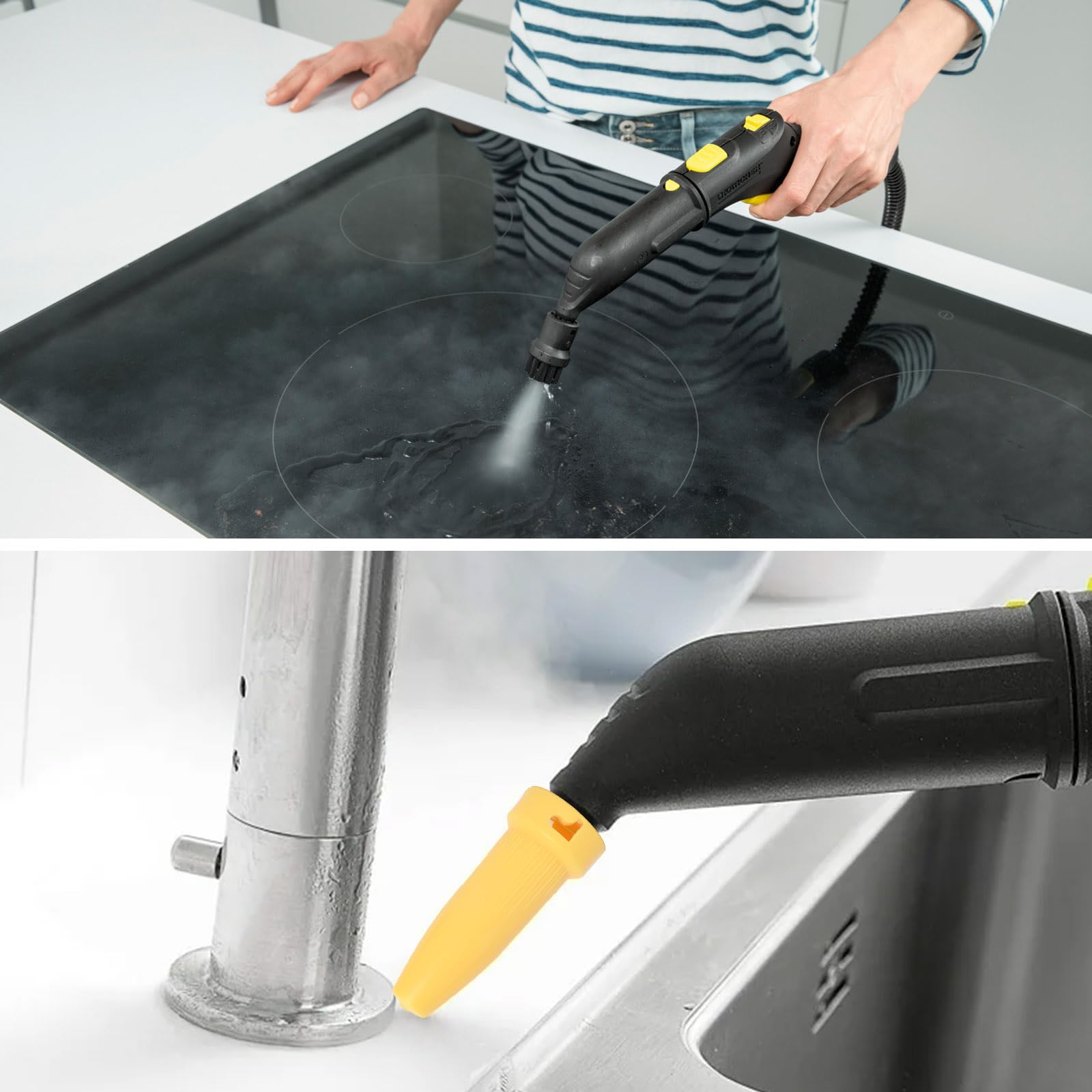 8 Pièces Accessoire pour Karcher Nettoyeur Vapeur, Rondes Brosses, Buse, Brosses Plates, pour Karcher SC1 SC2 SC3 SC4 SC5