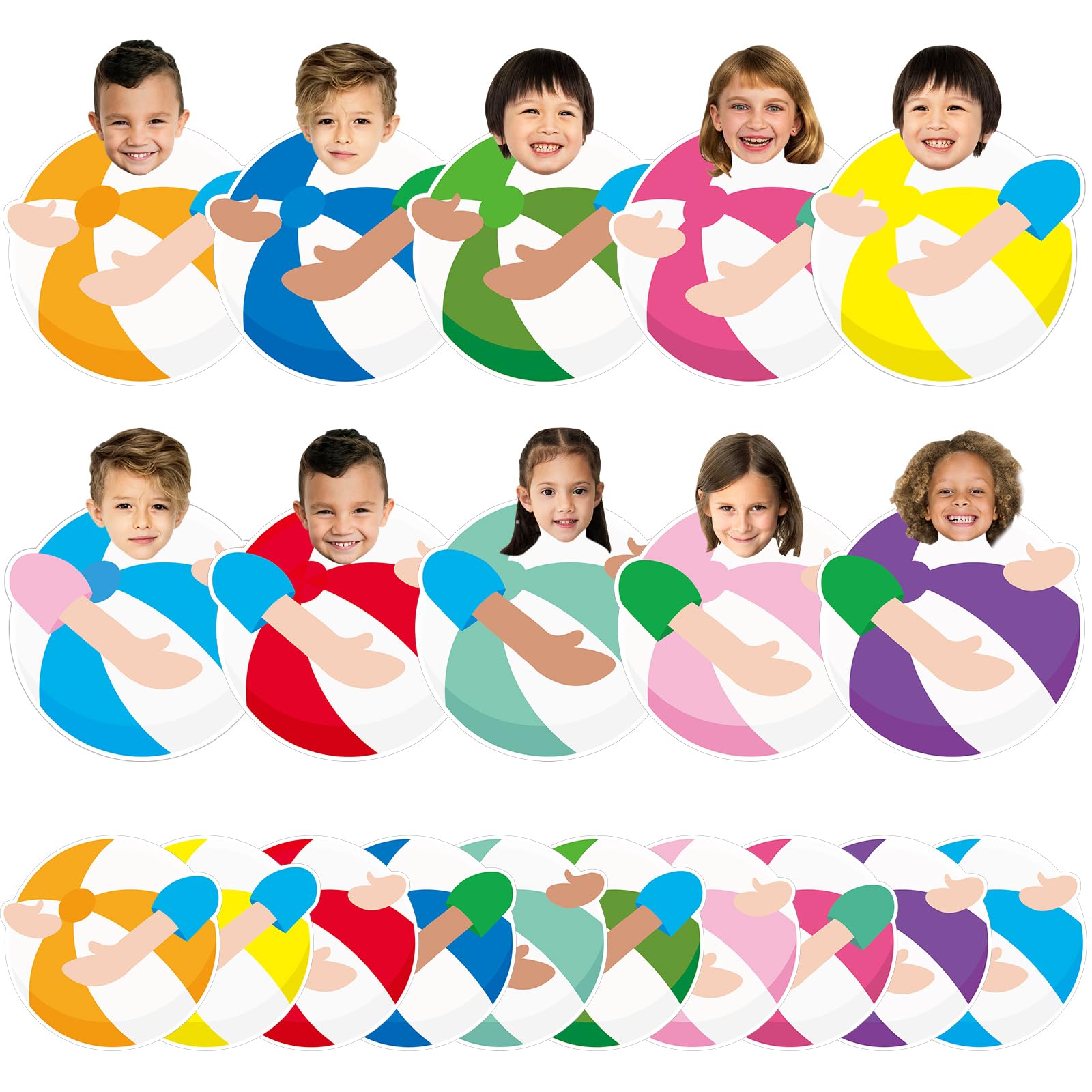 gisgfim 80Pcs Summer Cutouts Beach Ball Decorations Bulletin Board Pool Ball Paper Cut-Outs Classroom Decor for DIY Craft Photo Wall Hawaiian Beach