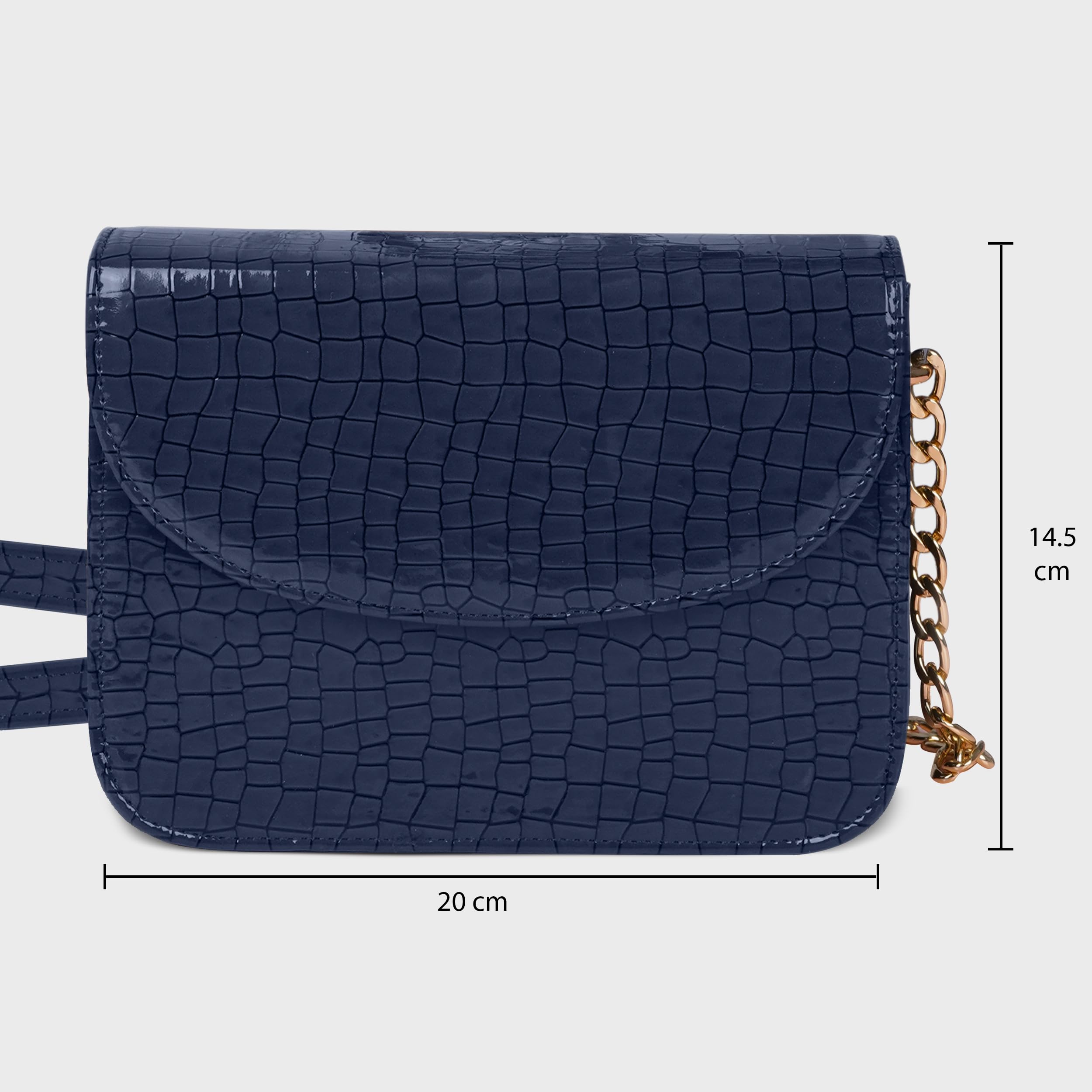 The Wallet Store Premium Brick Style Leather Sling Bag - Blue