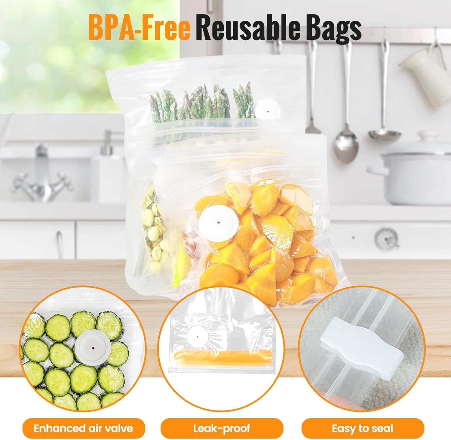 Vacuum Sealer for Food, Portable Handheld Sealer Machine with 30 Reusable Vacuum Bags, Seal Meal Saver, Cordless Food Sealer - Image 6