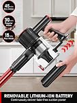 Cordless Vacuum Cleaner, 85,000RPM Powerful Stick Vacuum 8 in 1 Lightweight Vacuum Cleaners for Home, LED Display, 3 Suction Modes, 45Mins Detachable Battery Vacuum for Hard Floor Carpet Pet Hair