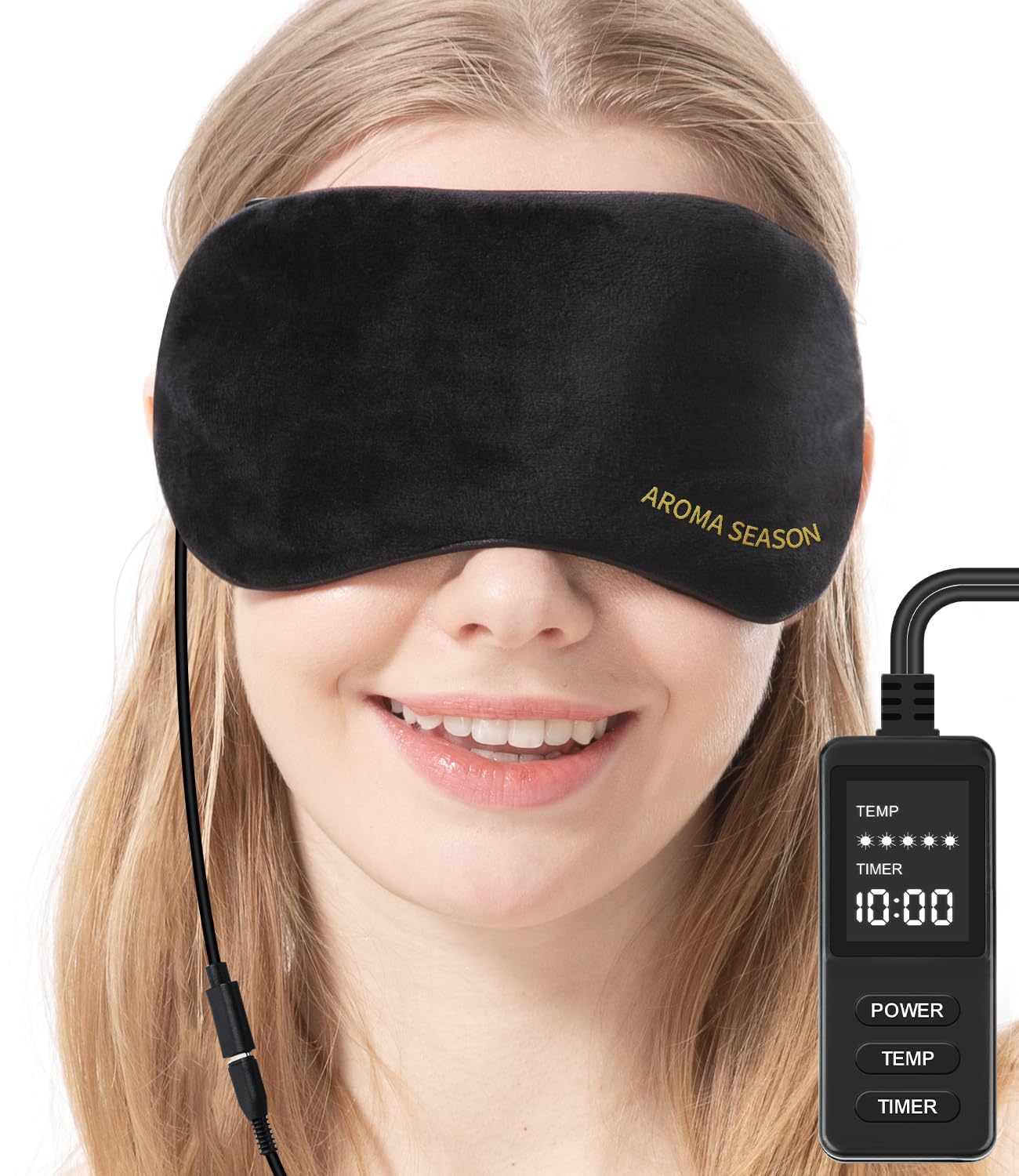Aroma Season Masque pour les yeux de blépharite, masque pour les yeux chauffé pour les yeux secs Blépharite Orgelet, compresse pour les yeux à chaleur humide (noire)