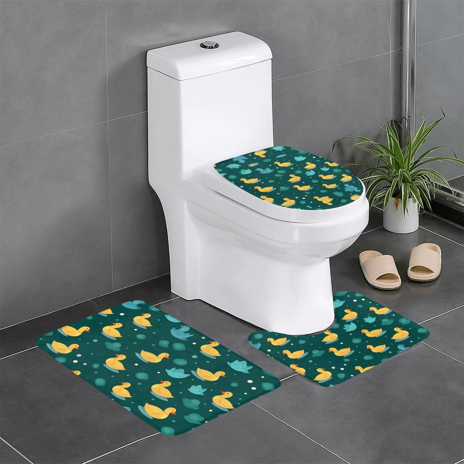 Tapis de bain motif canard pour réveiller la déco des toilettes