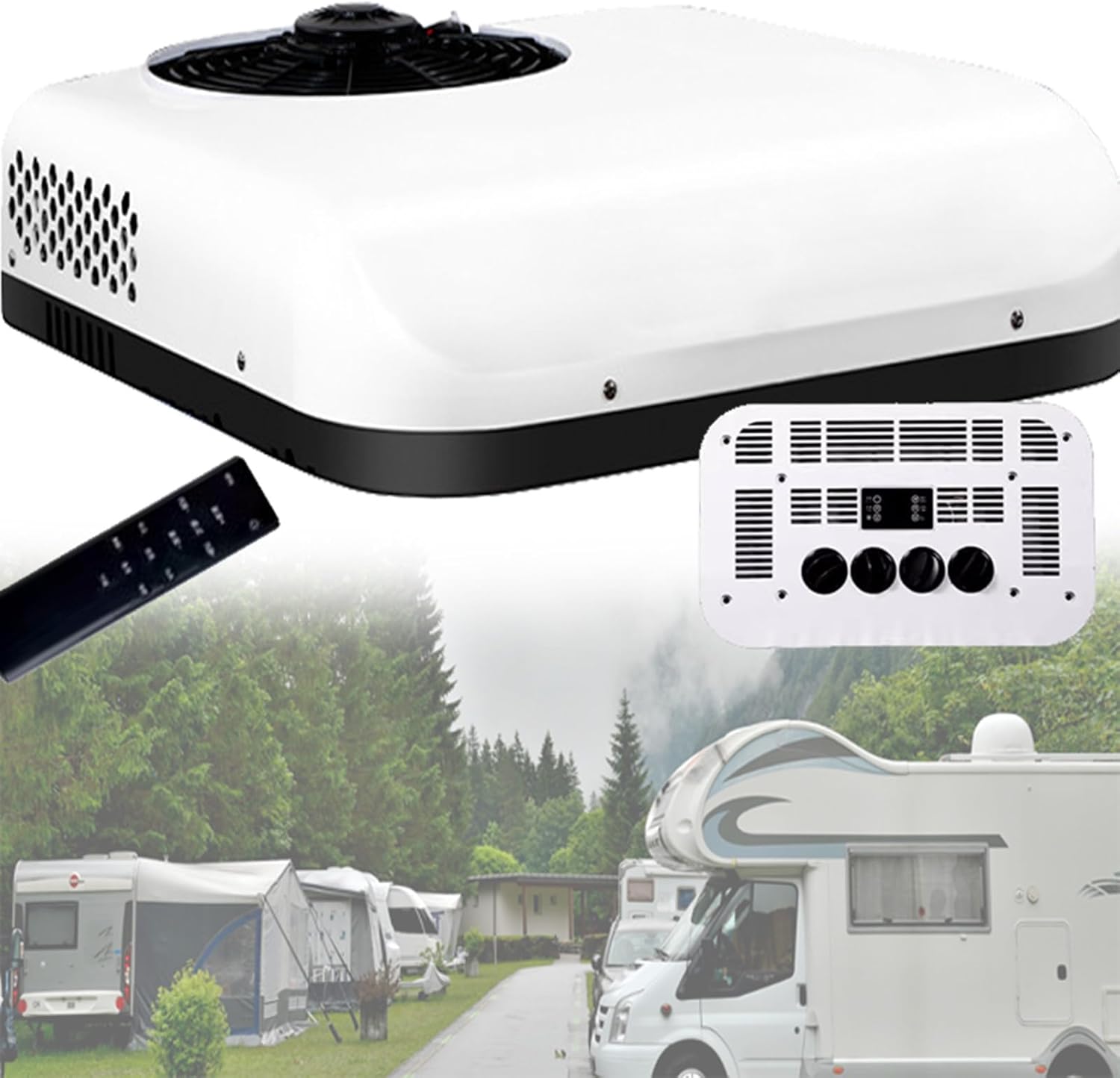 Rv Rooftop Air Conditioner 2-in-1, 12V/24V Parkingconditioning for Minivans, Camperfor Bus Truck Vehicle,24V