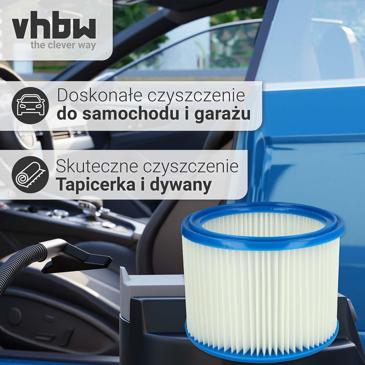 vhbw Zestaw filtrów 2 x filtr harmonijkowy kompatybilny z Makita VC2012L | VC2511, VC2512L, VC3011L, VC3012L filtr do odkurzania na mokro i sucho