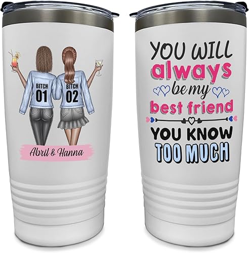 Miniatura 1 de Vaso de acero inoxidable aislado con tapa para mejor amigo de la amistad de las mejores tazas