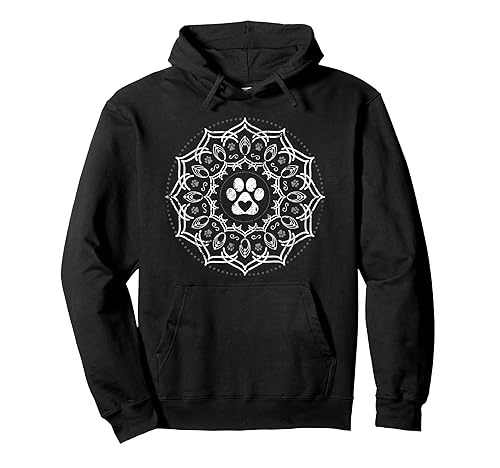Mandala with cat paws and heart, Yoga, indian culture Pullover
