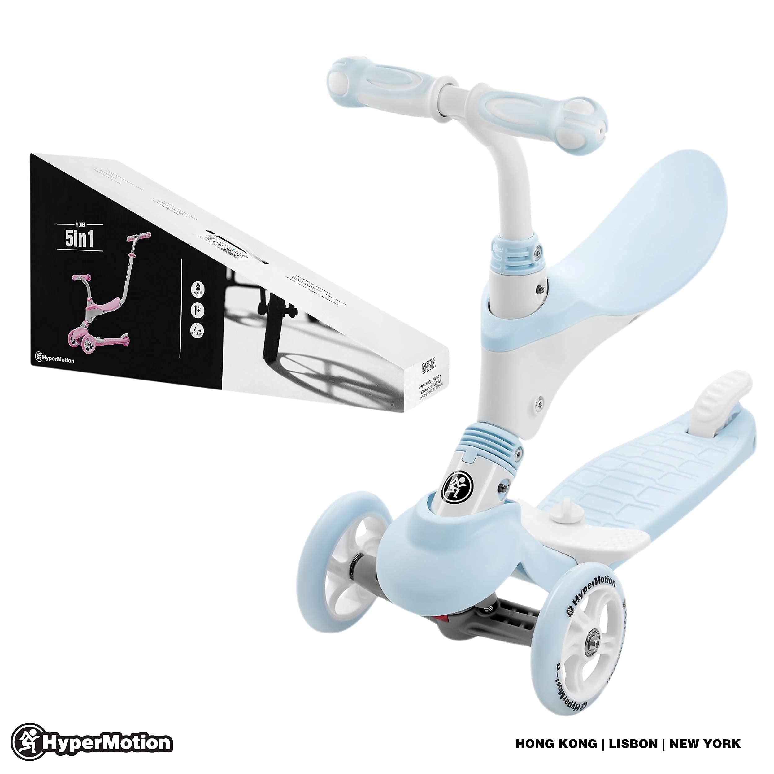 HyperMotion Draisienne - Patinete para niño de 1 a 5 años, Triciclo evolutivo, modulable, 5 en 1, con botón Ajustable, reposapiés, Asiento, Manillar Ajustable