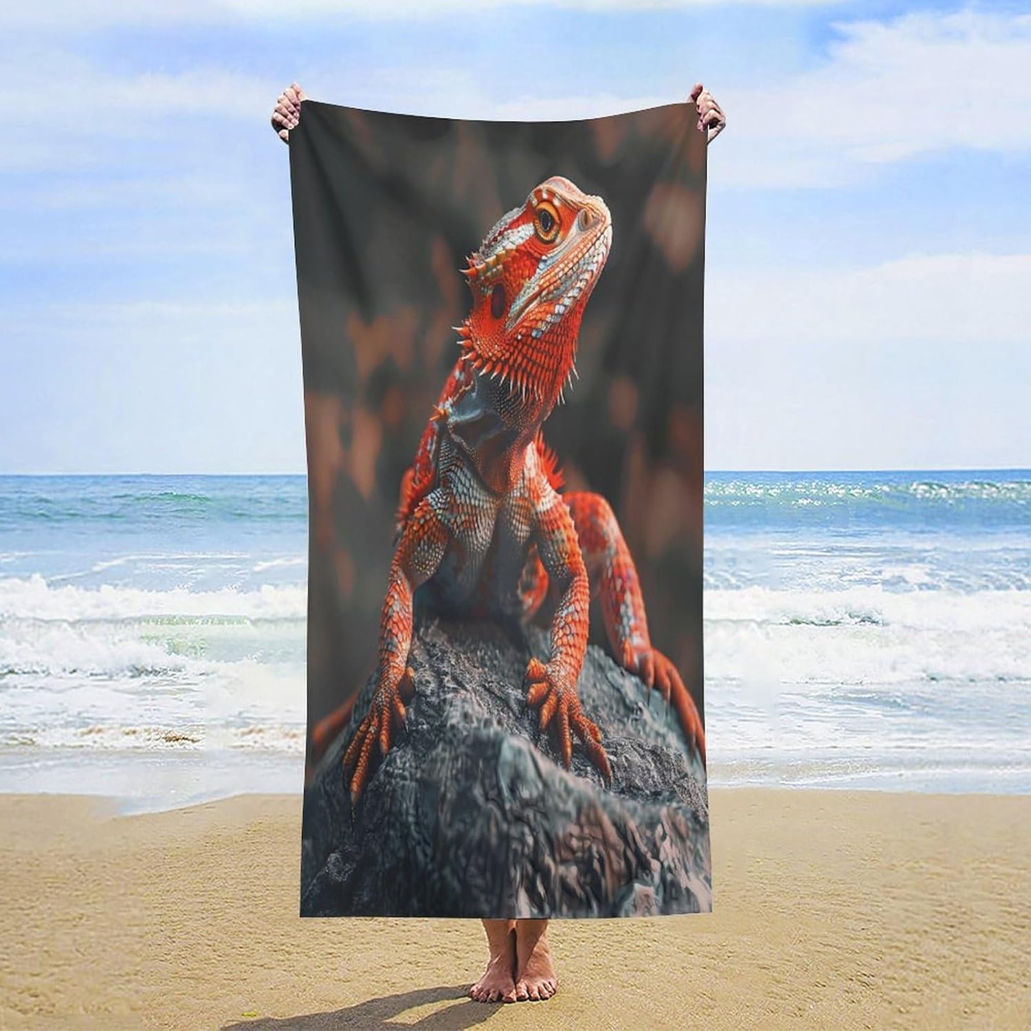 Beautiful Flame Lizard Bath Towel Beach Towels Quick Dry Oversized Bath Blanket Highly Absorbent Towel for Women Men 160x80cm