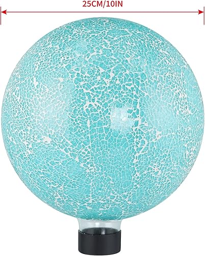 Miniatura 3 de MDLUU Bola de observación de mosaico, globo decorativo de 10.0in, esfera de cristal para jardín, decoración de paisaje al aire libre (turquesa)