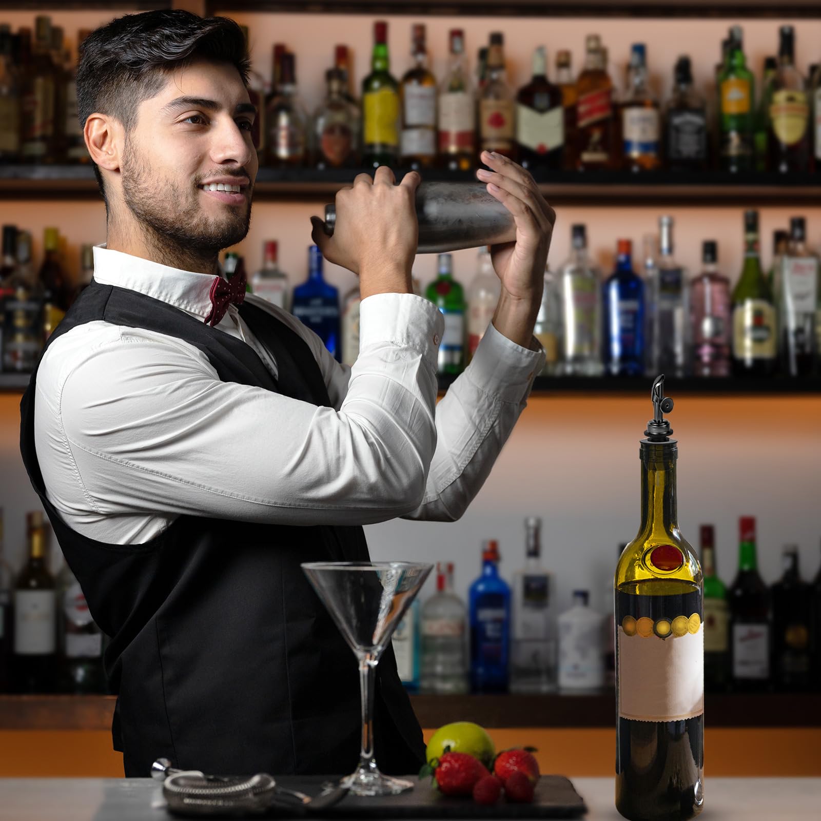 6 Uds Boquillas para Verter Licor y Adaptadores, Acero Inoxidable Vertedores de Botellas para Alcohol Boquilla Aceite de Oliva para el Hogar Bar Botellas Grandes Tamaño de Cuello de Hasta 25mm