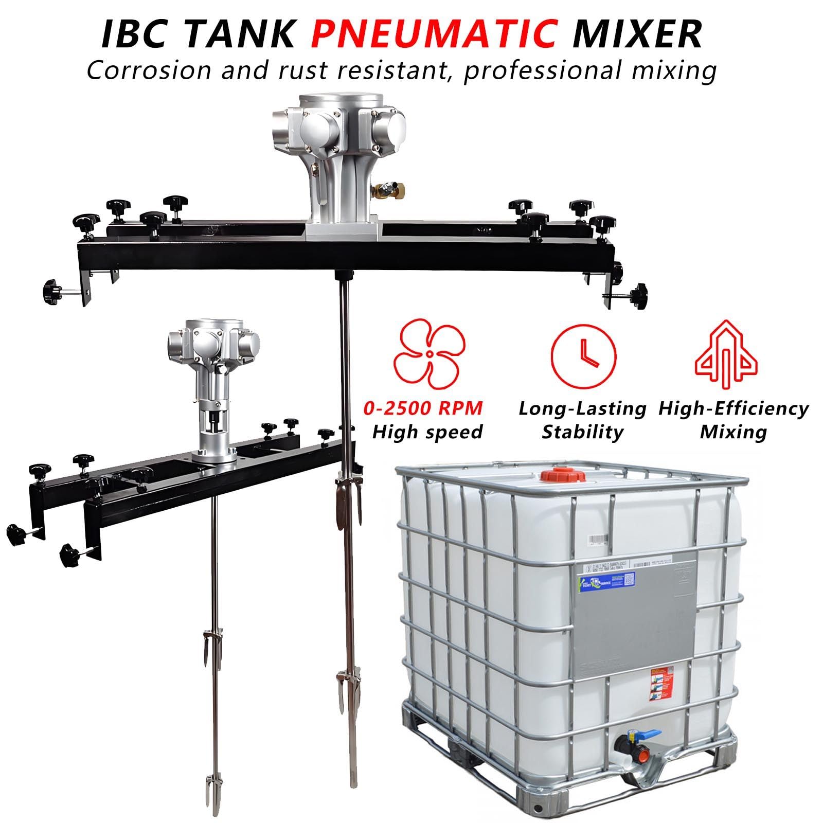 Mezclador neumático para contenedores IBC, agitador neumático Industrial para Pintura, 0-2500 RPM, para Materiales espesos, 1/2 HP, 264 galones, 3/4 Caballos de Fuerza