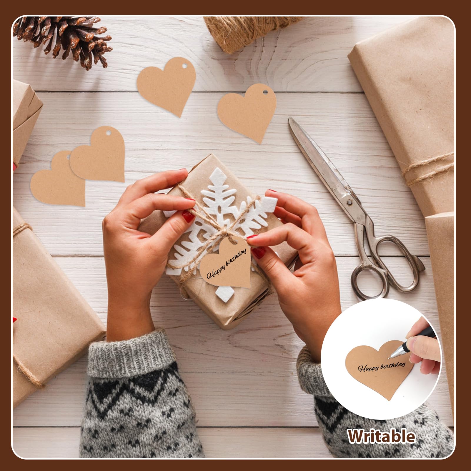 Bigliettini Bomboniere,50pcs Etichetta in Carta Kraft a Forma di Cuore e Spago da 10 M per l'Uso Come Souvenir di Nozze, Confezionamento di Regali, Realizzazione di Oggetti Artigianali ecc. (A:Giallo)