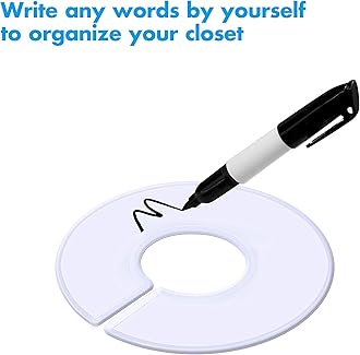 Vantasii 30 Pack White Round Clothing Size Closet Rack Dividers Hangers with 1 Bonus Marker (Outer 3.5”, Inner 1.38” in Diameter)