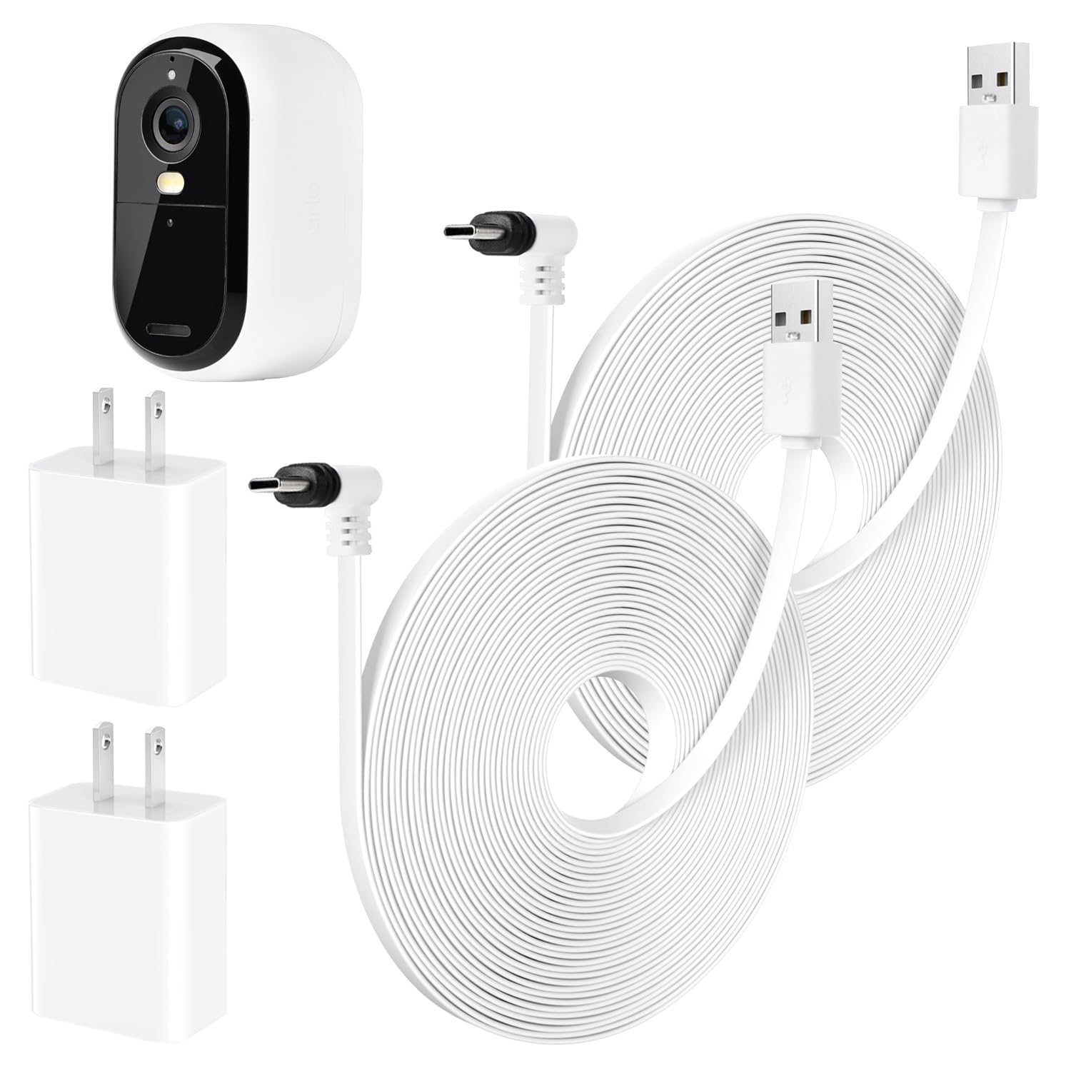 Photo 1 of 2Pack 25FT Power Cable Compatible with Arlo Essential 2K Outdoor Security Camera (2nd Generation), Flat Charging Cable, Weatherproof Outdoor Power Cord Charging Your Camera Continuously