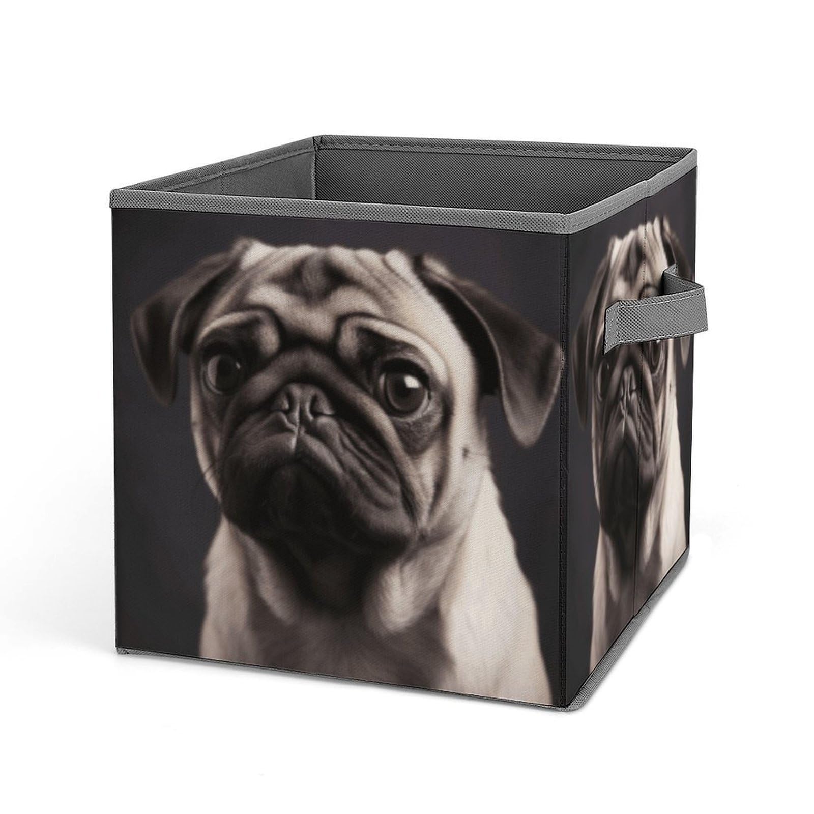VstaDank Pug Storage Bin Collapsible Storage Cubes Organizer Oxford Cloth Storage Box with Dual Handles Large Stackable Closet Storage Bins for Sheets Hat Sweater