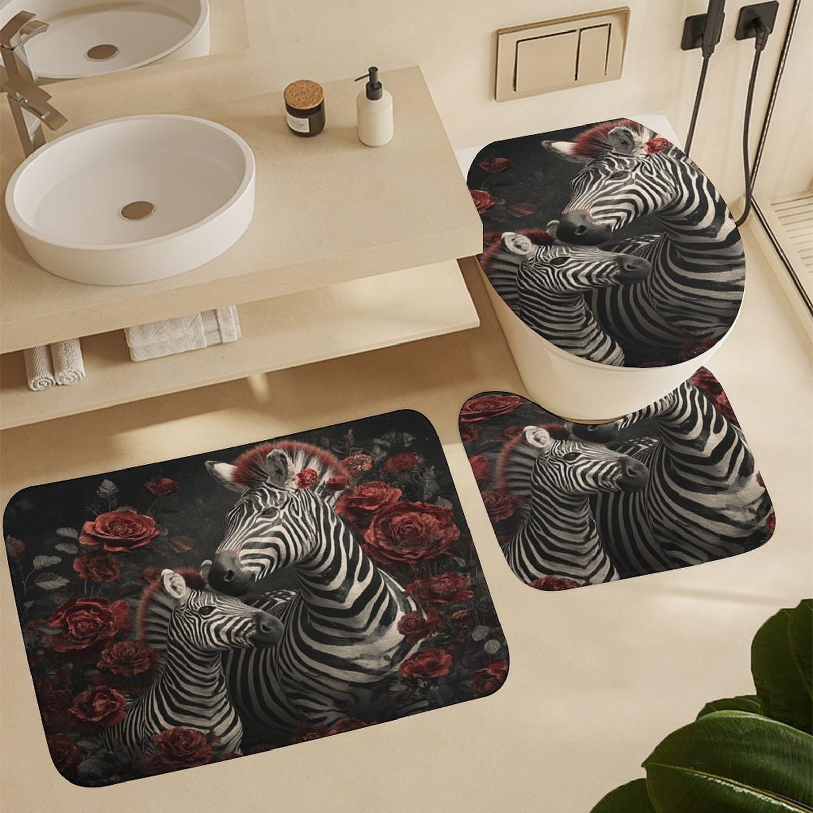 Amazon.com: INSFBRB Vintage Rustic Zebra Shower Curtain Decor Set