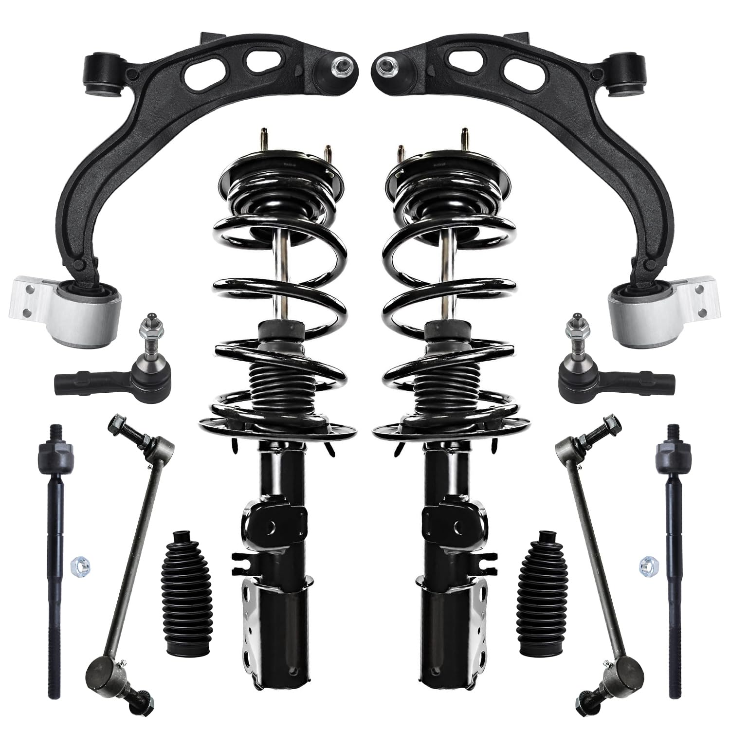 Detroit Axle - 12pc Front Struts Control Arms Kit for 2013-2015 Ford Flex