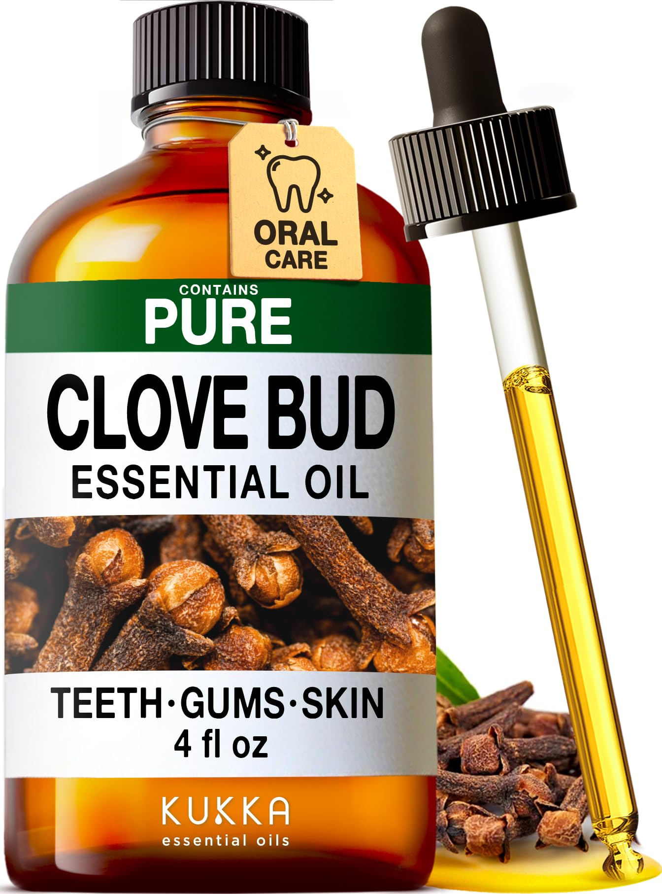 KUKKA Clove Essential Oils - 4 Fl Oz - for Hair, Skin, Diffuser, Aromatherapy & DIY Soap Making ScentUSDA OrganicClimatePartner certified