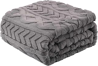 Cozy Bliss Luxury Faux Fur Blanket for Couch, Jacquard 3D Cable Knit Throw Blanket Size 60"x80" Grey, Extra Soft Fluffy Wa...