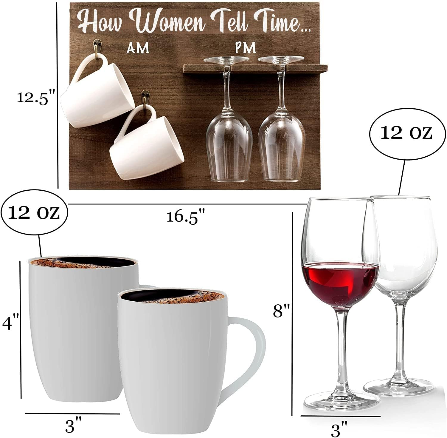 Mothers Day Birthday Gifts for Women - Unique Funny Gift for Mom - Great Gift Idea for Moms, Sister, Wife, Aunt, Mother in law - Womans Birthday Presents - Includes 2 Glasses and 2 Coffee mugs