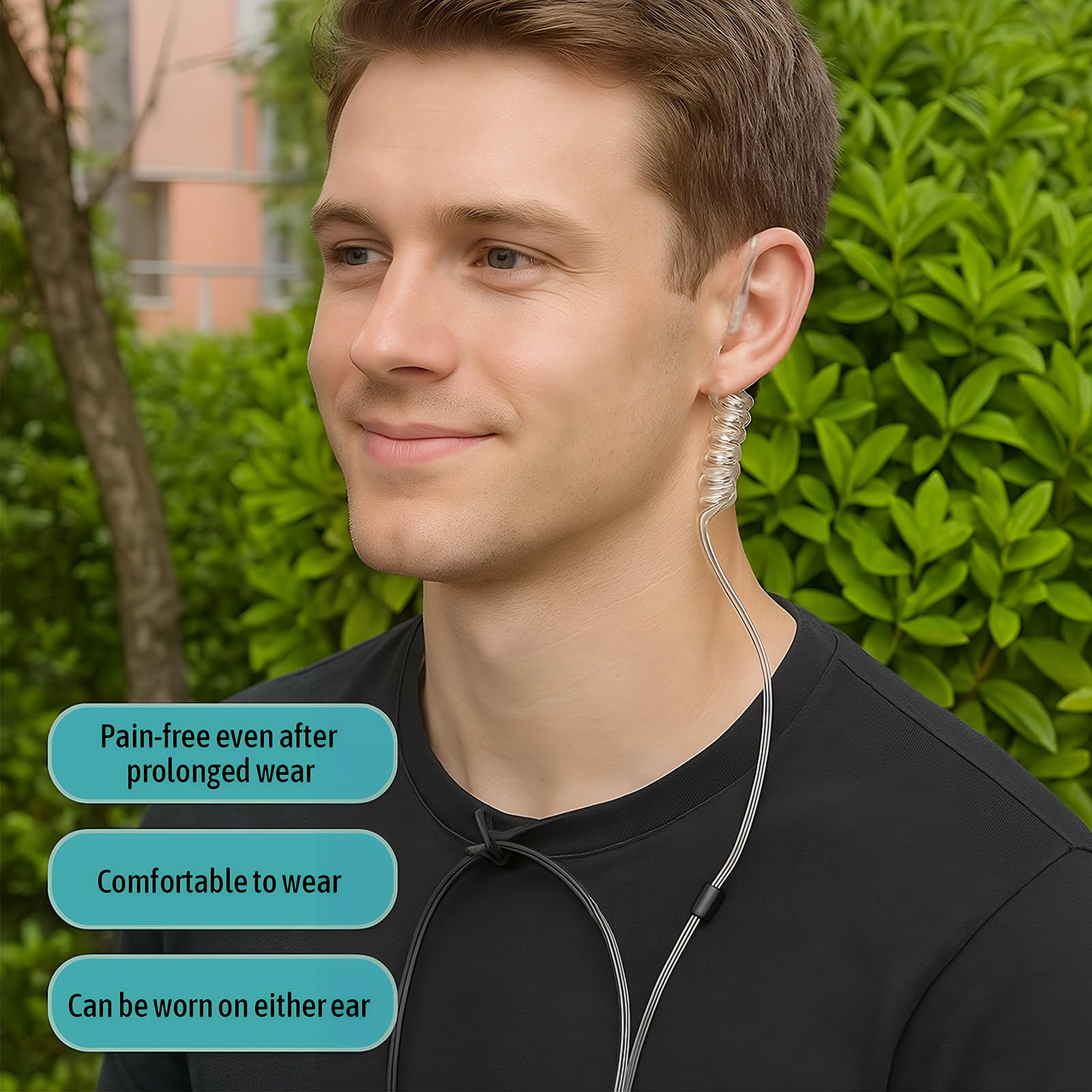 1 PCS Auricolari Walkie Talkie Con Microfono Con Pulsante Ptt, Cuffie Sicurezza Acustiche Invisibili per Radio Bidirezionali, Compatibili Con Radio Ricetrasmittenti, Ideali per Ambienti Rumorosi