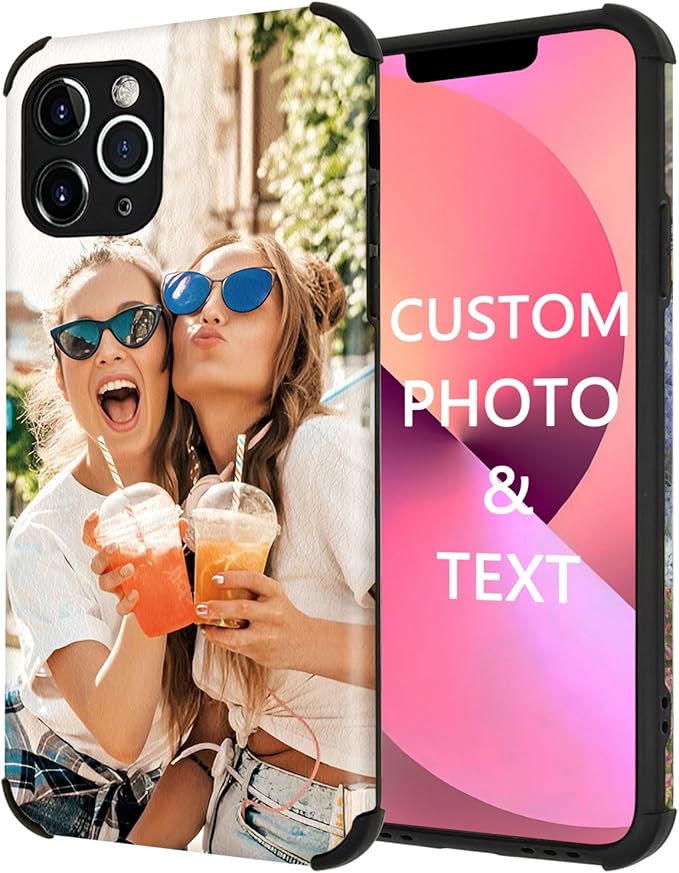 Custom Picture Phone Case for iPhone 16 15 14 13 12 11 Pro | TPU+Leather Soft Case | Customized Gift | Supports 1 Photo Upload | Max Mini XR Xs x 6 7 8 Plus | Mother's Day Gift Option